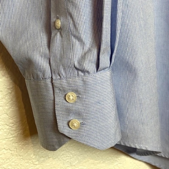 THOMAS DEAN Blue Check Long Sleeve Button Down Top - Picture 5 of 6